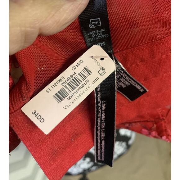 Victoria Secrets Red Push Up Corset Bra 34DD New - Picture 8 of 8